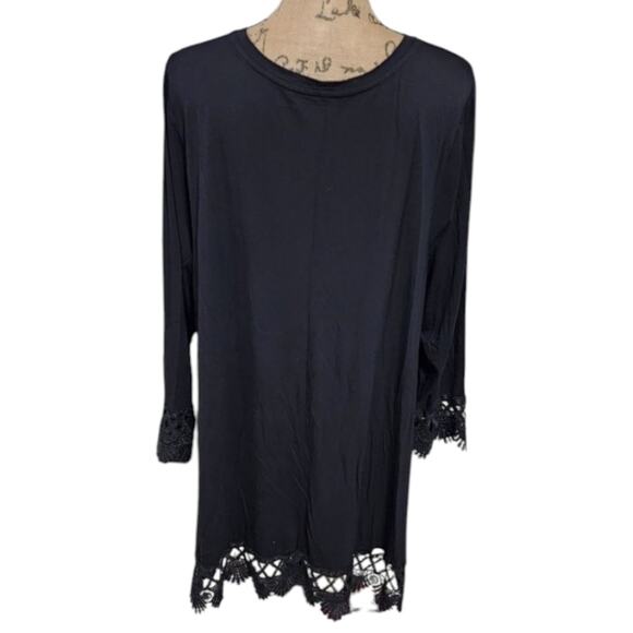 Lane Bryant black lace trimmed sleeves and hem tunic plus size 23 24 3X - Picture 2 of 6